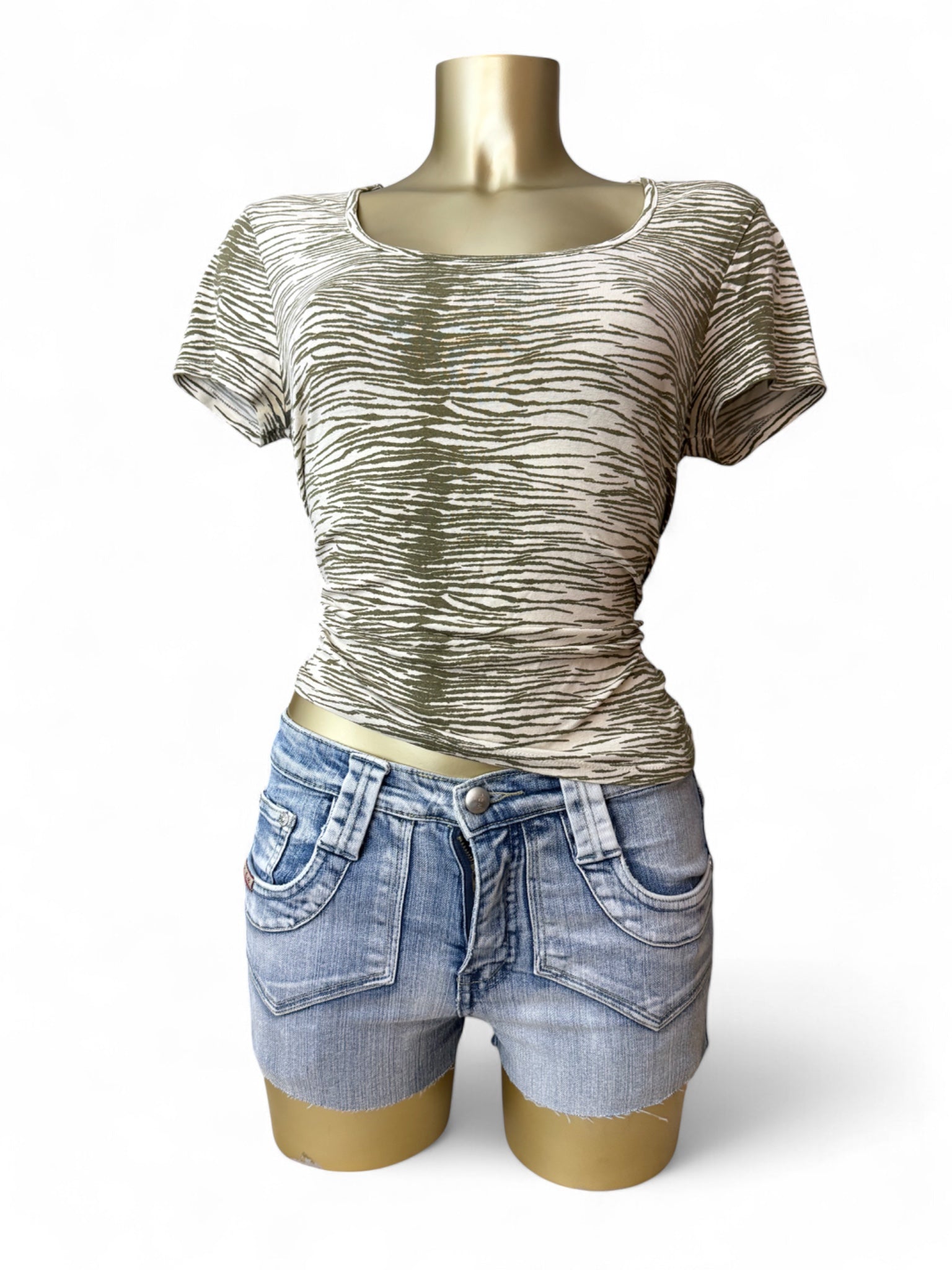 Khaki tiger print cotton tee (L)