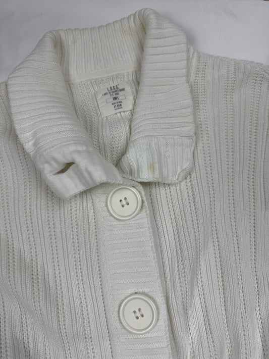 White ribbed buttons up jumper (M)