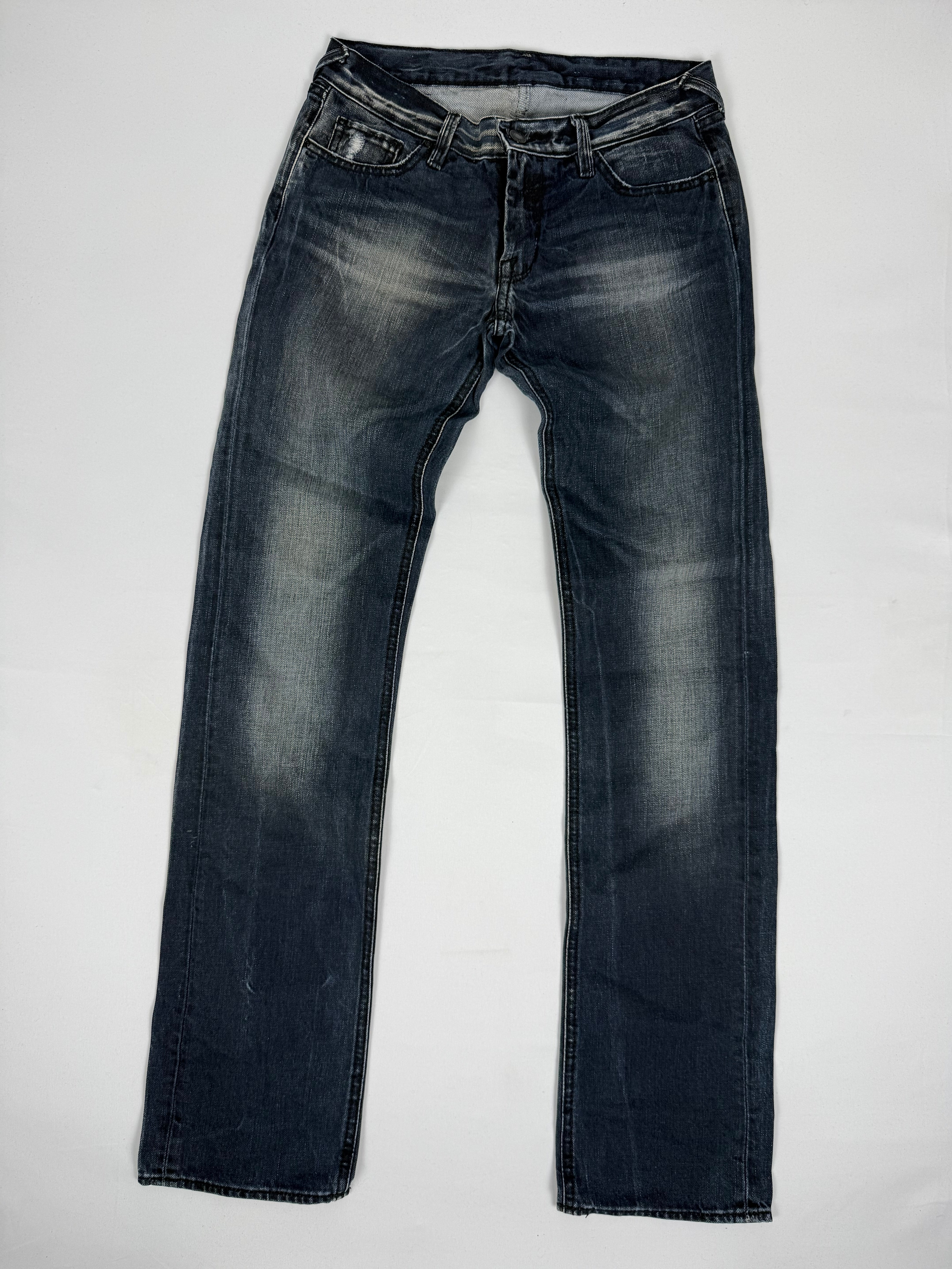 Black low rise straight legs denim pants (XS)