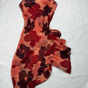 Tan floral mesh maxi dress (S/M)