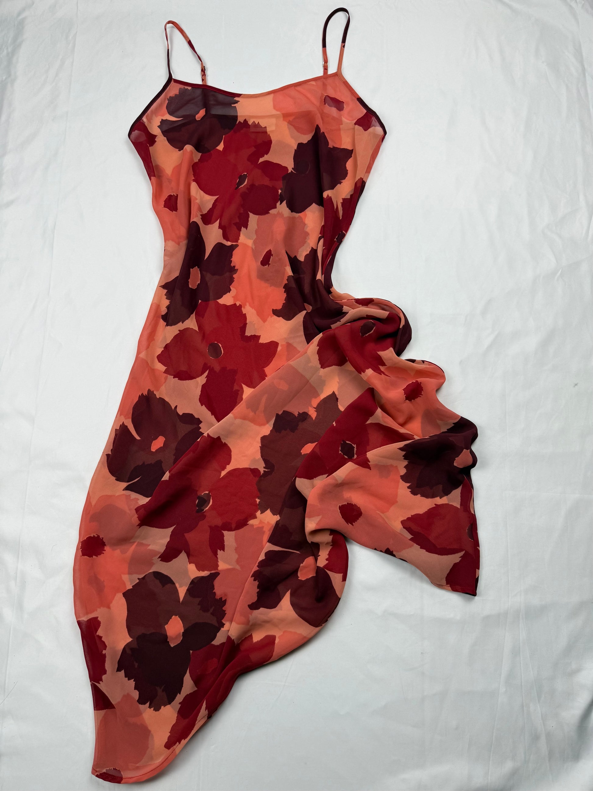 Tan floral mesh maxi dress (S/M)