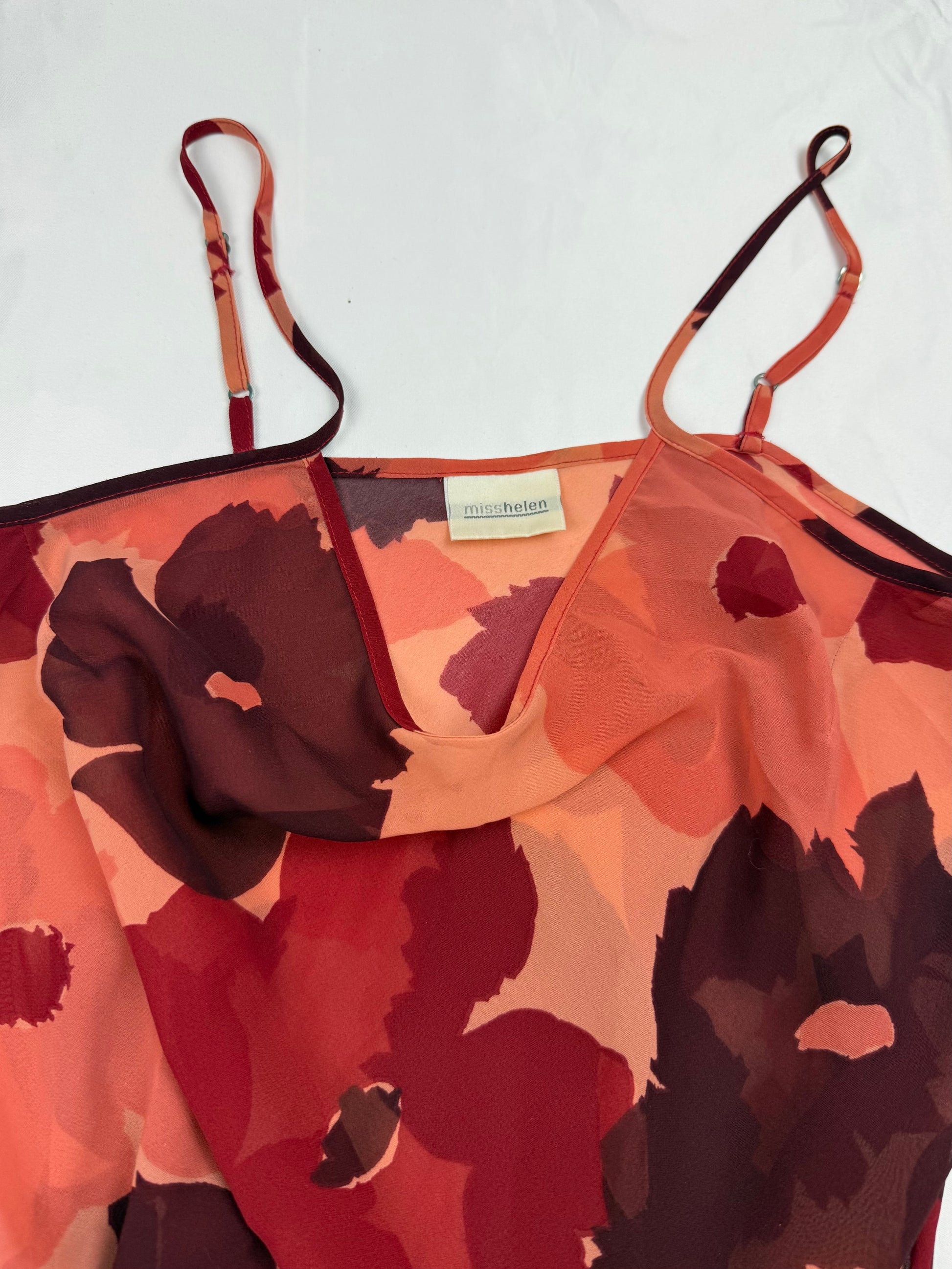 Tan floral mesh maxi dress (S/M)