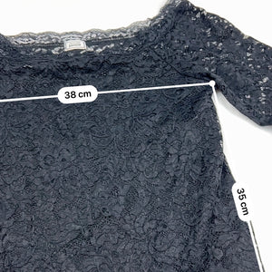 Black lace lined long sleeves top (M)