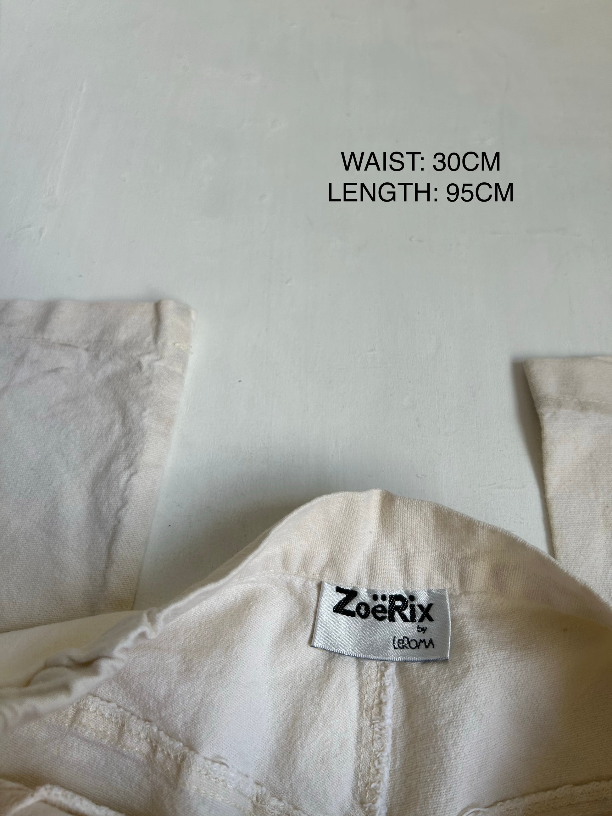 White mid waist 100% cotton flare pants (S)