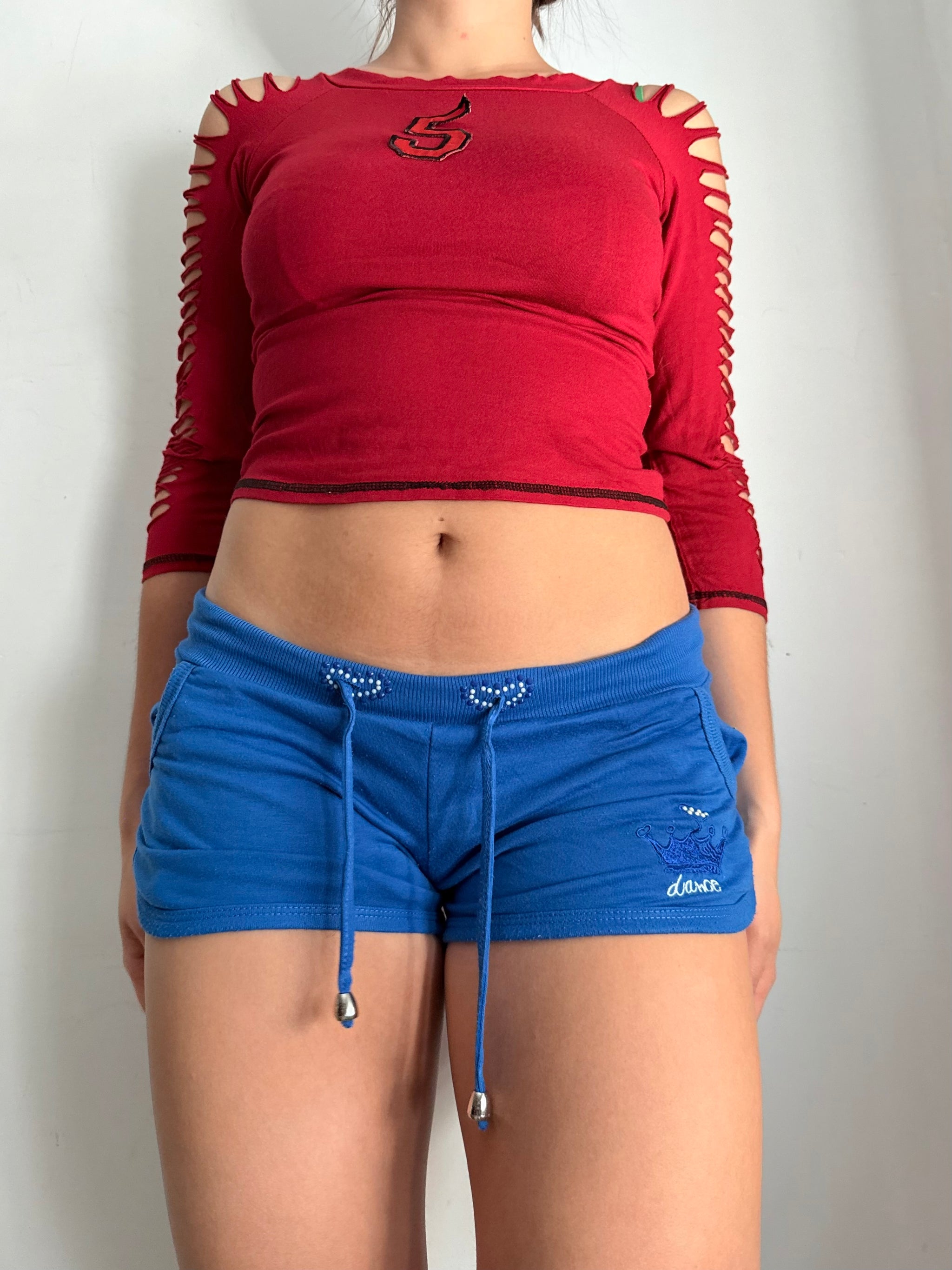 Blue activewear low rise mini short (S)