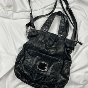 Black besace uni crossbody buckle bag (32x34cm)
