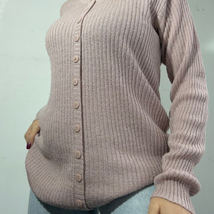 Baby pink ribbed cardigan jumper (S/M)