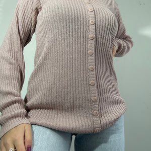 Baby pink ribbed cardigan jumper (S/M)