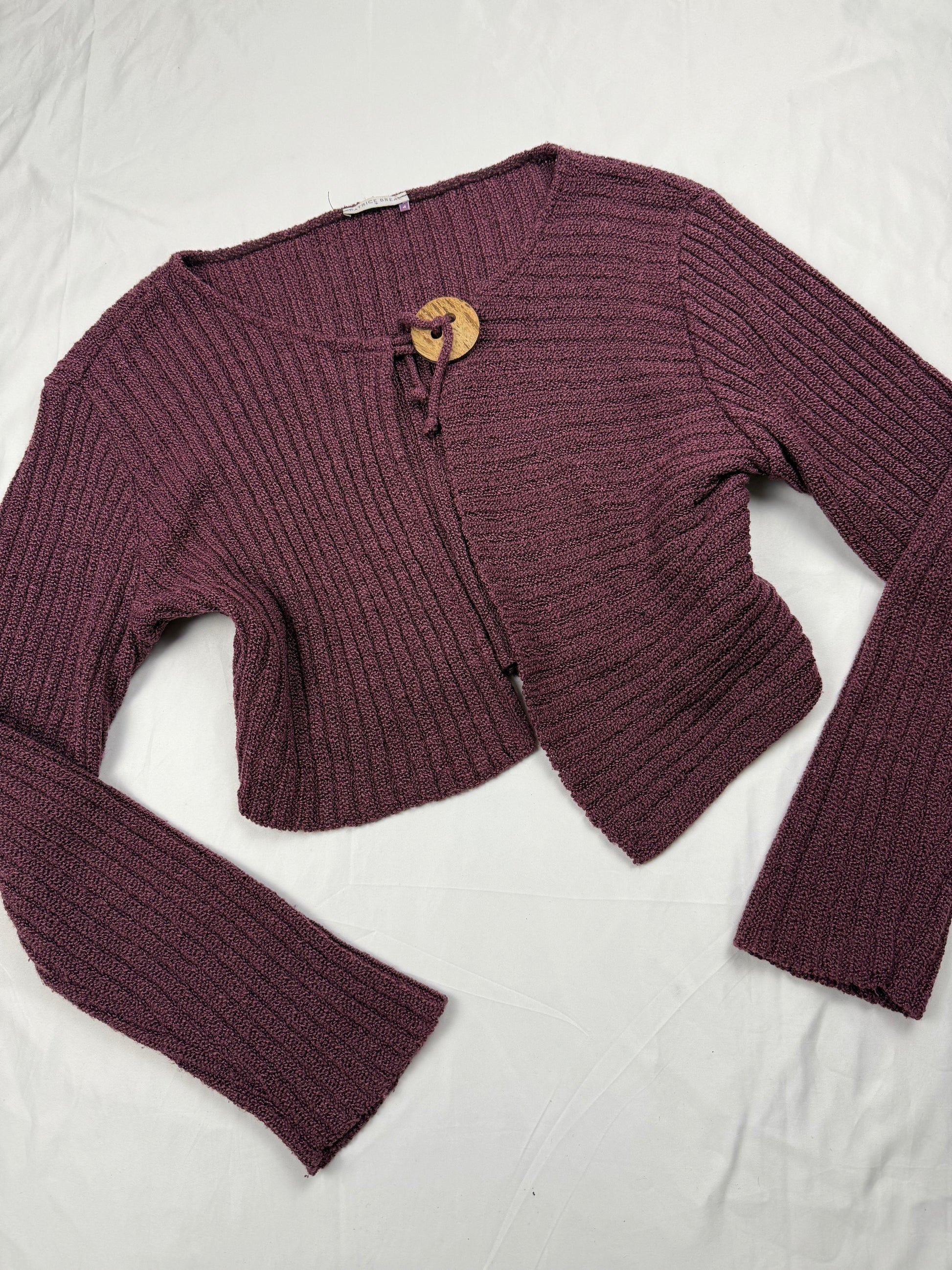Purple ribbed cardigan jumper (XL)