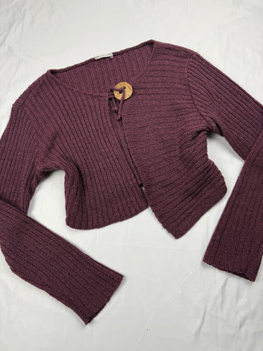 Purple ribbed cardigan jumper (XL)