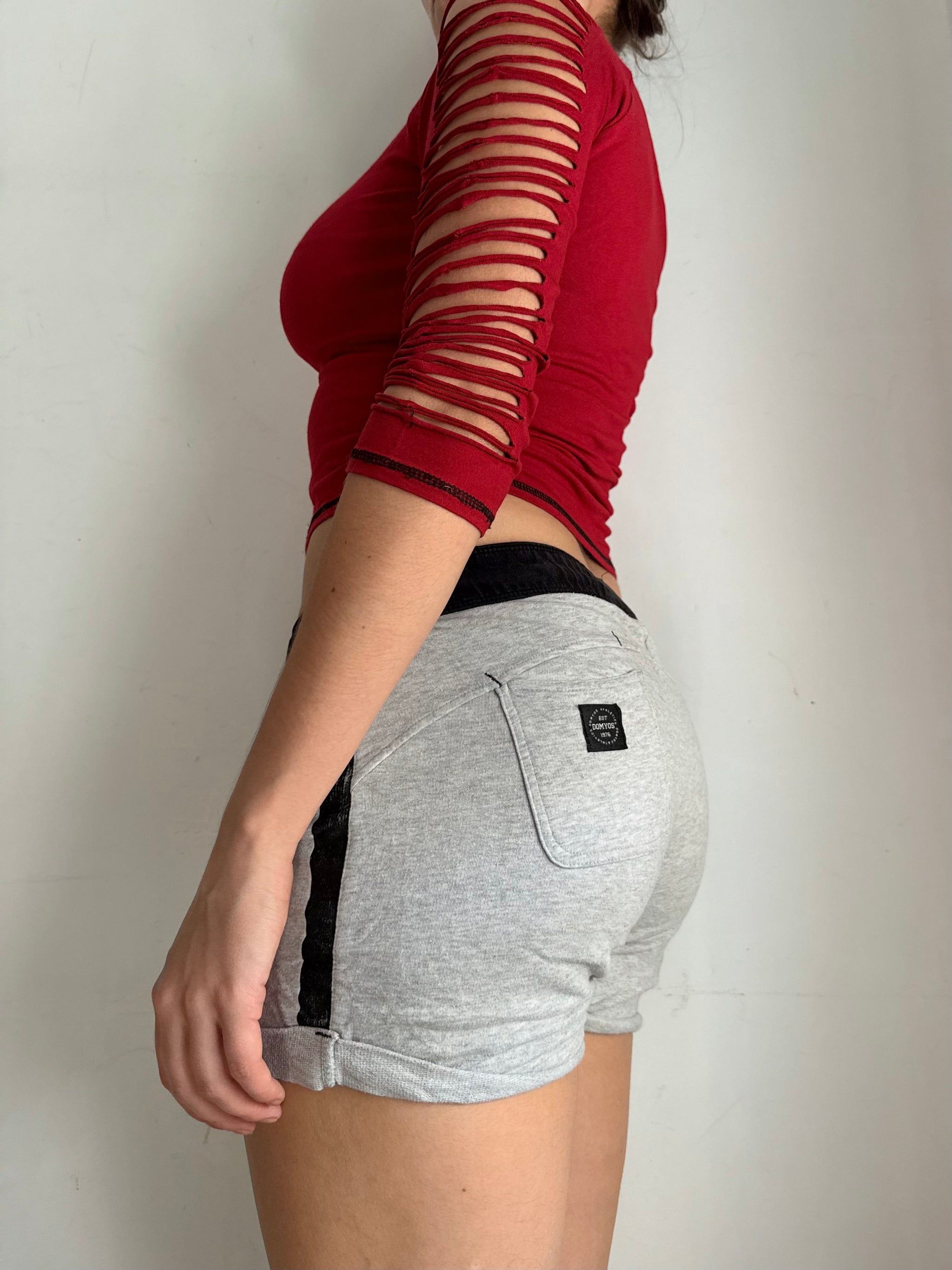 Grey activewear low rise mini short (S)
