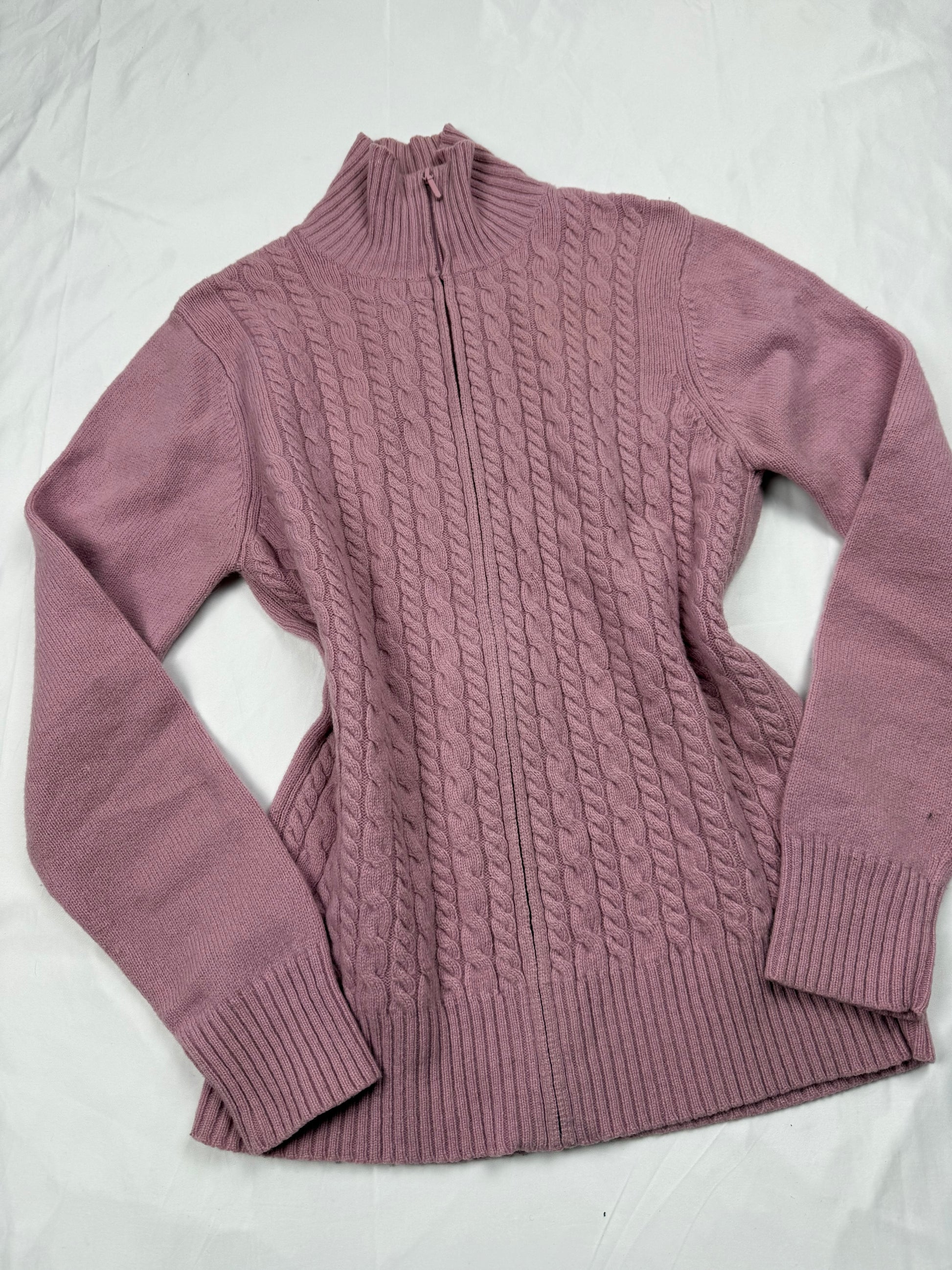 Pink zip up wool jumper (M)