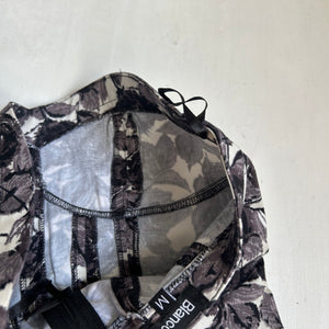 Black floral denim bustier  top (S)