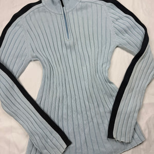 Baby blue 100% cotton half zip jumper (XXL)