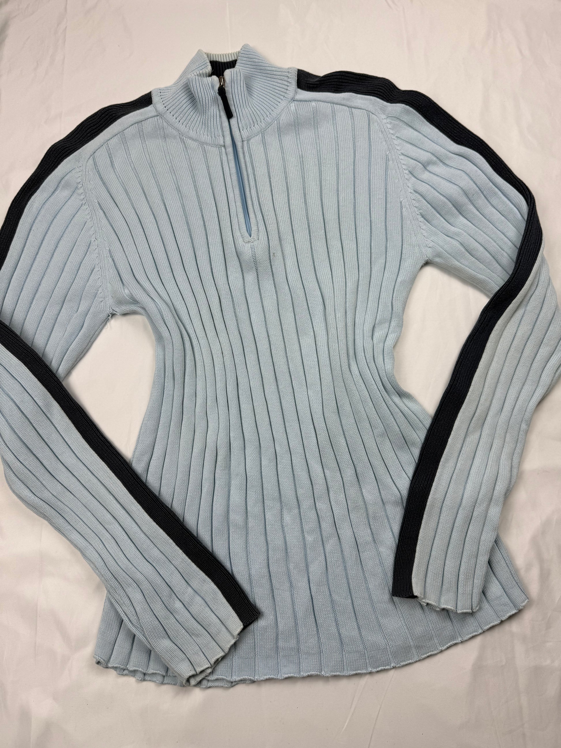 Baby blue 100% cotton half zip jumper (XXL)