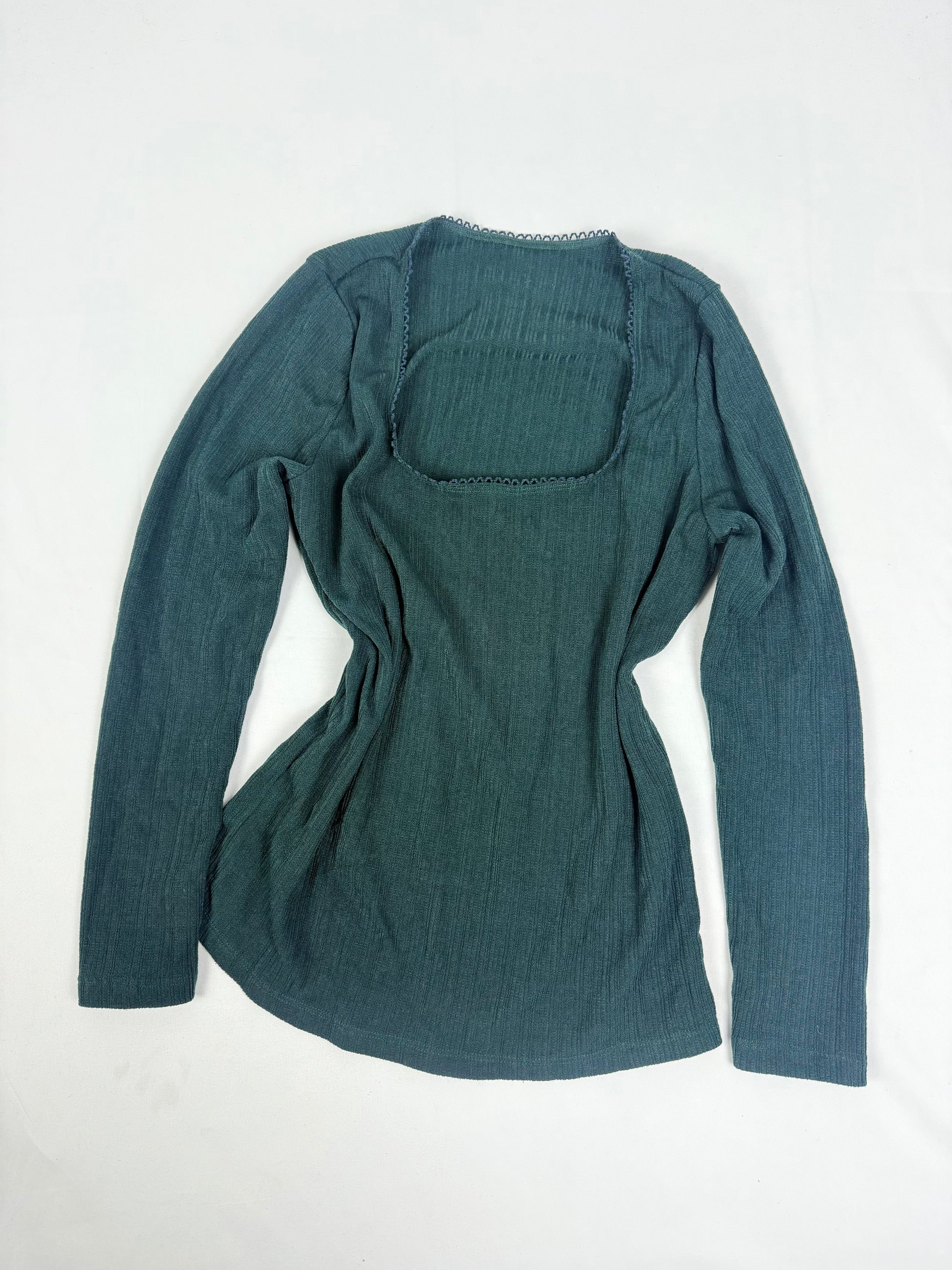 Dark green square neck long sleeves top (S/M)
