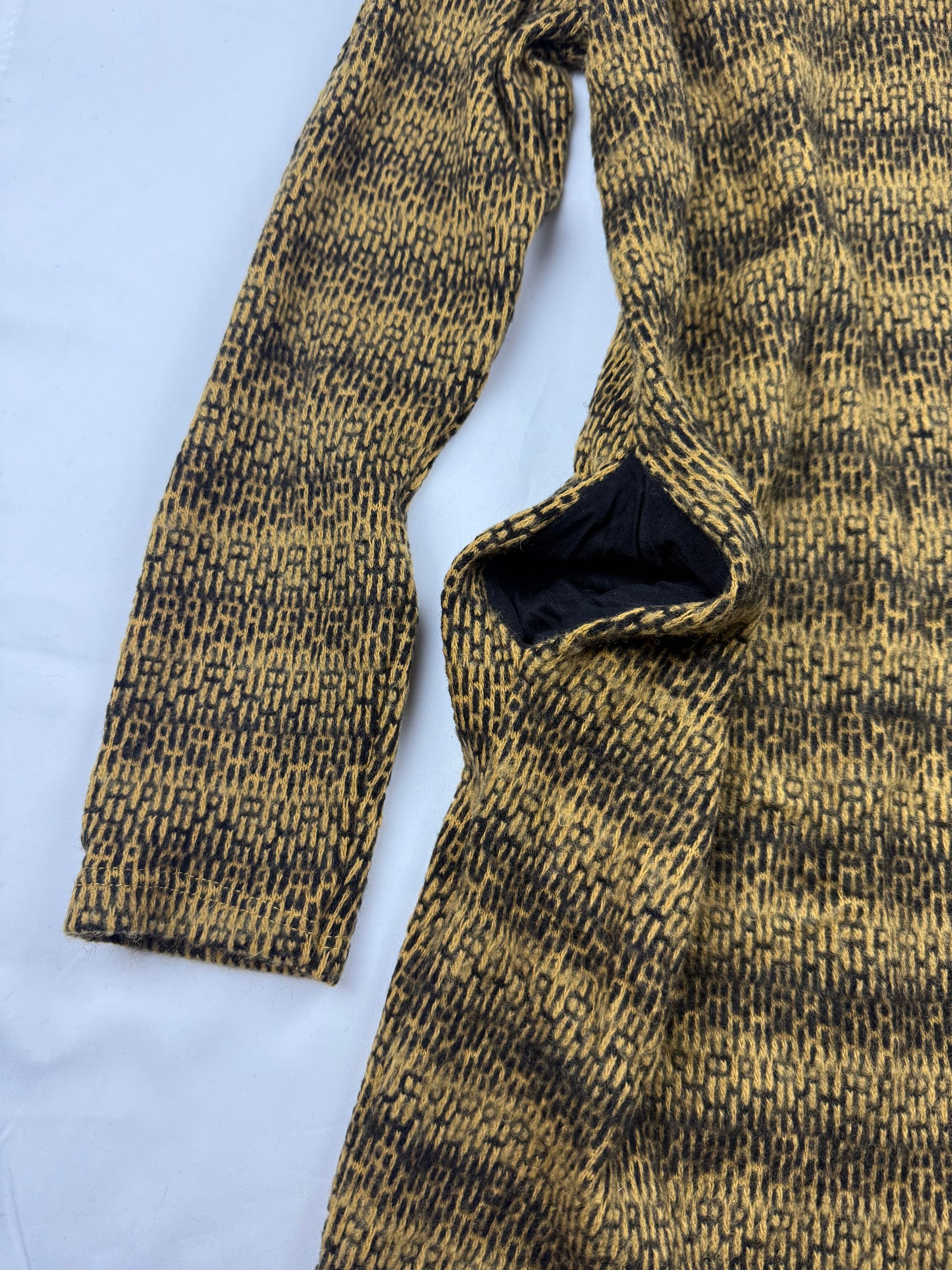 Khaki faux fur large neck knitted jumper dress (S/M)