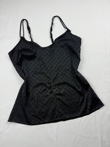 Black silky tight fit babydoll cami top (L)