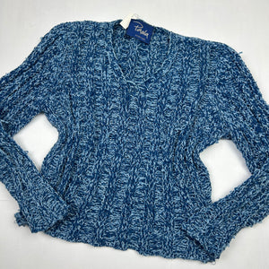 Blue ribbed V neck jumper (S/M)