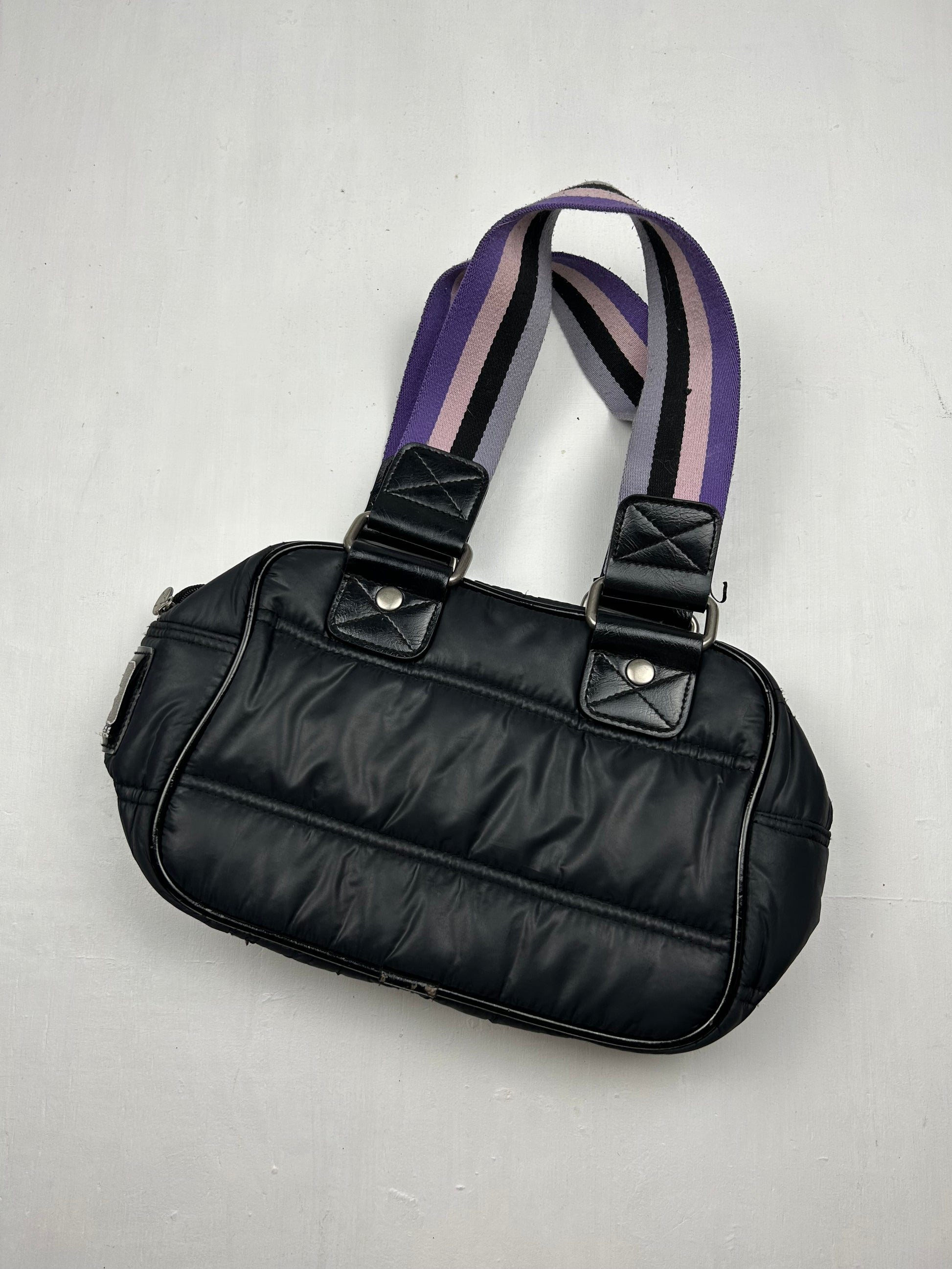 Black puffer logo medium shoulder bag