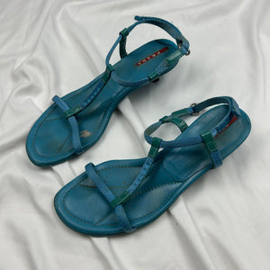 Blue kitten heels sandals (39)