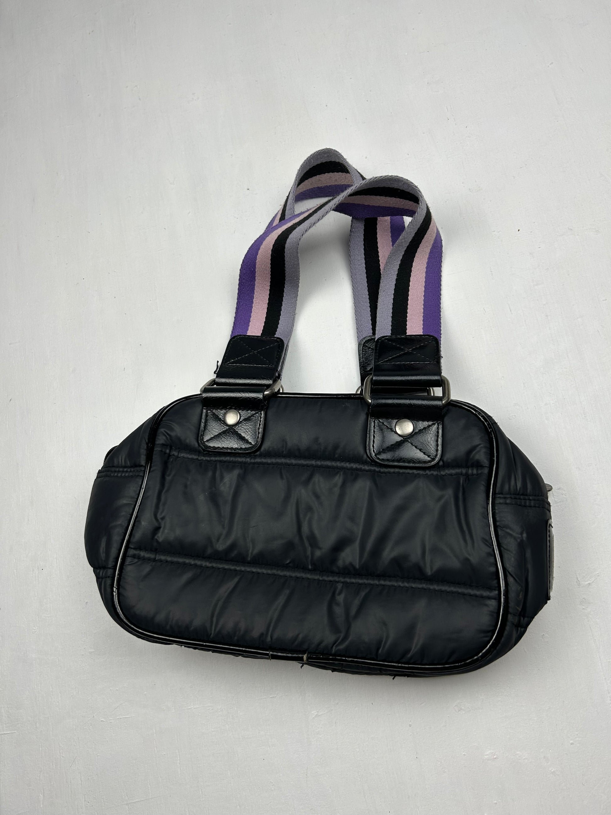 Black puffer logo medium shoulder bag