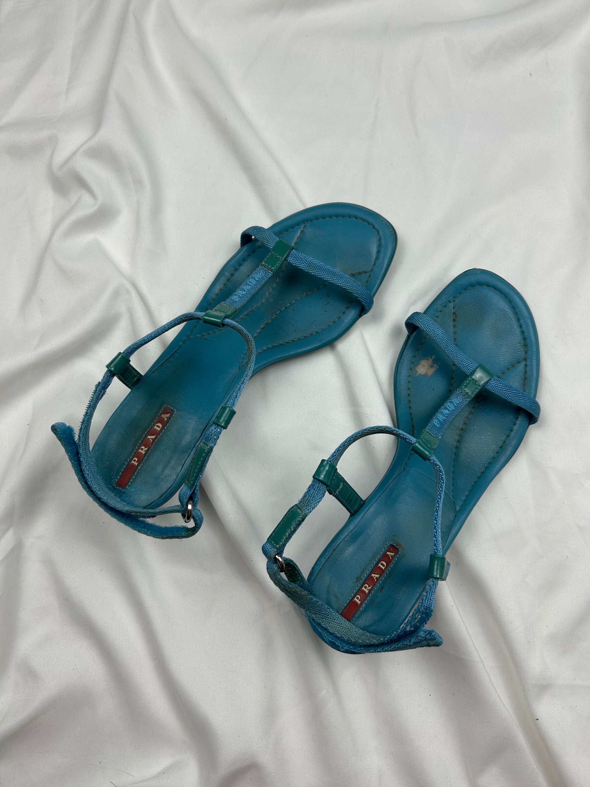 Blue kitten heels sandals (39)