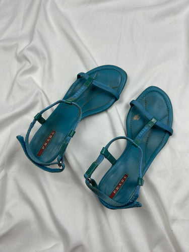 Blue kitten heels sandals (39)