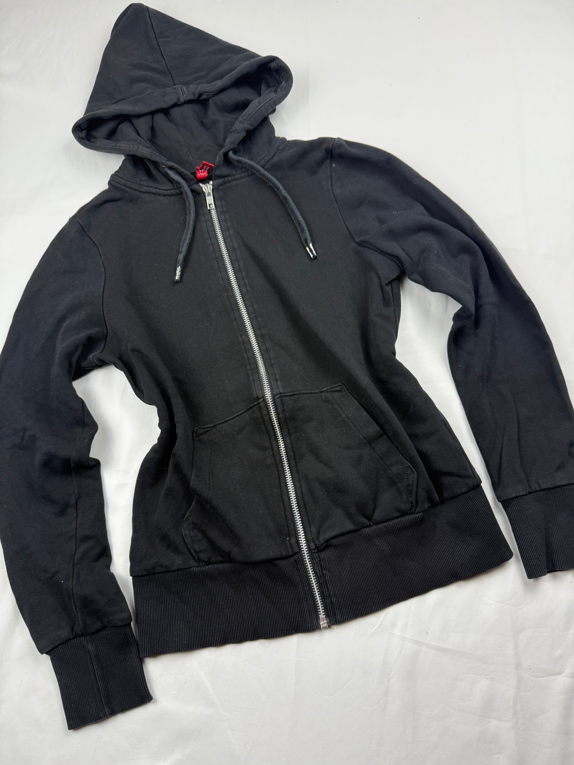 Black 100% cotton zip up sweatshirt (S)