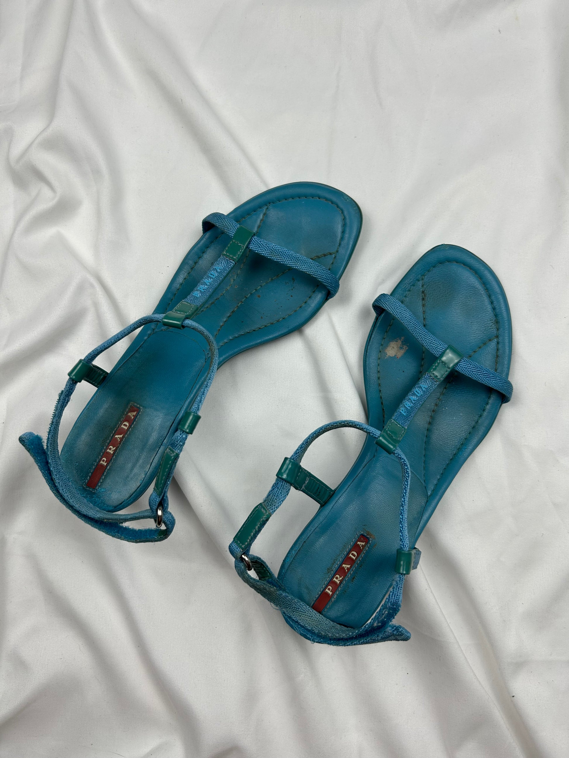 Blue kitten heels sandals (39)
