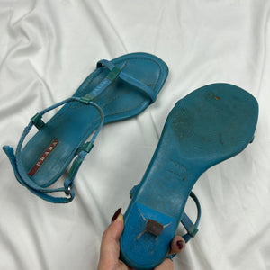 Blue kitten heels sandals (39)