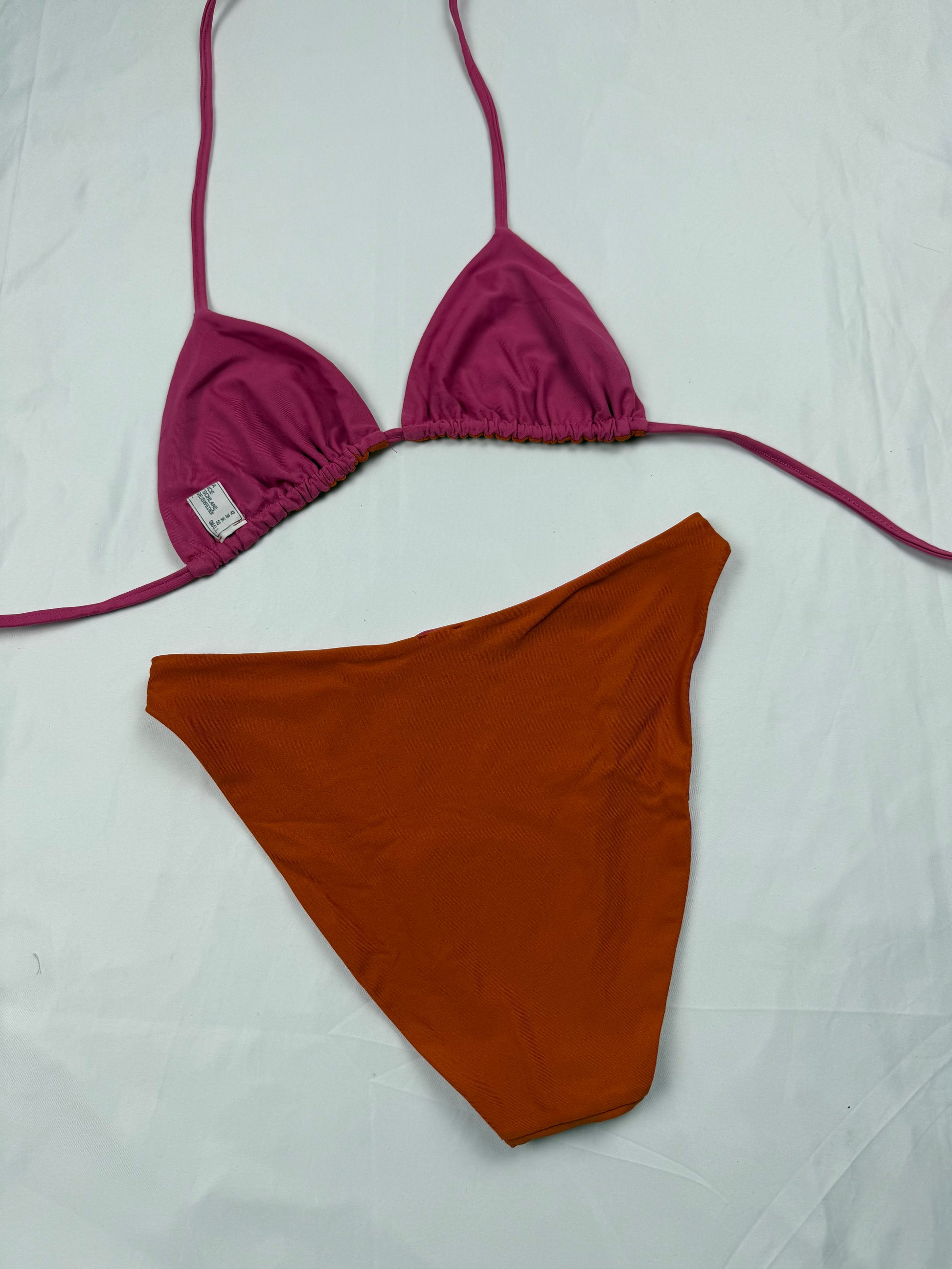 Pink & orange reversible 2 in 1 bikini set (S)