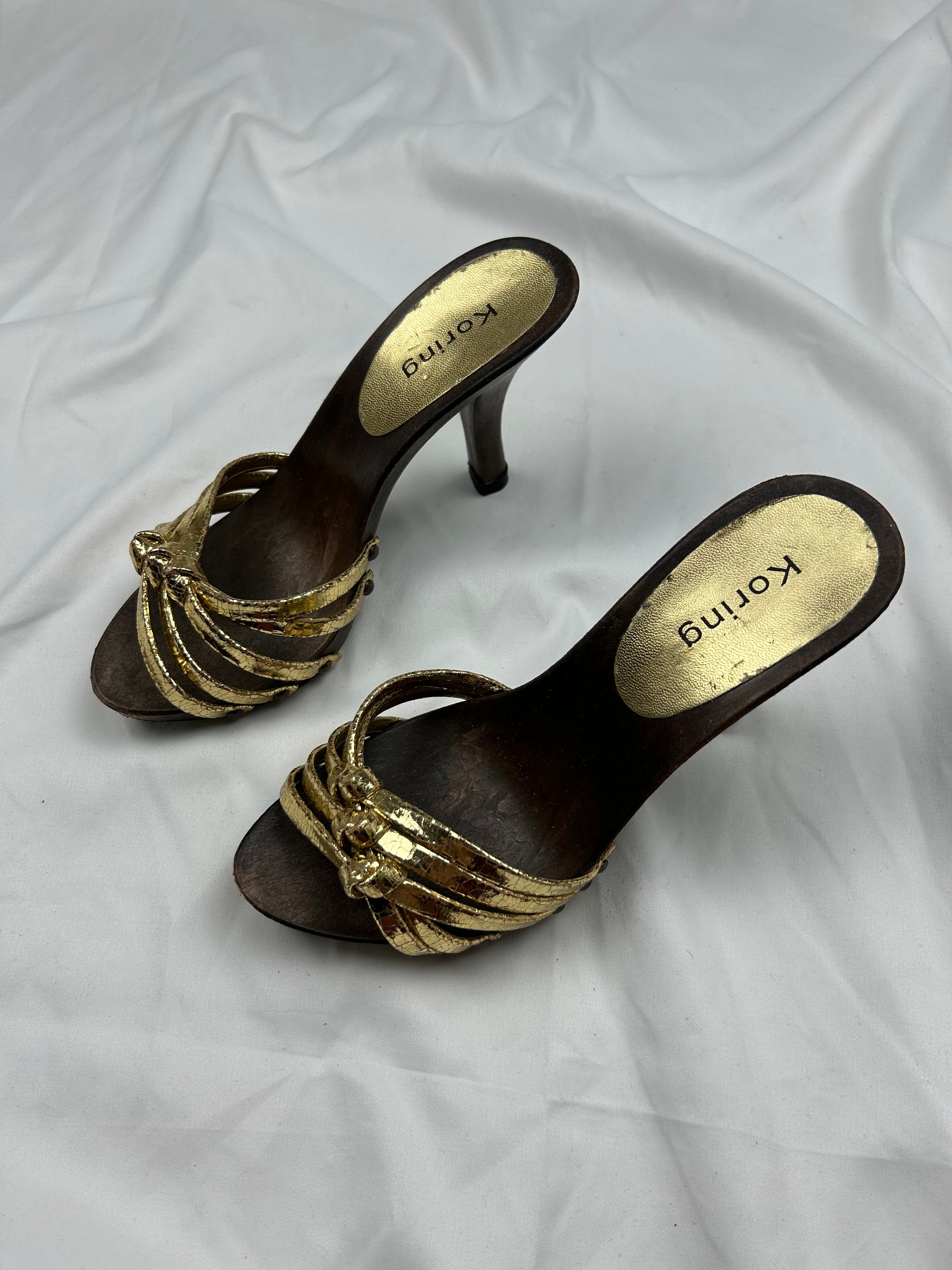 Gold wood heels mules (38)