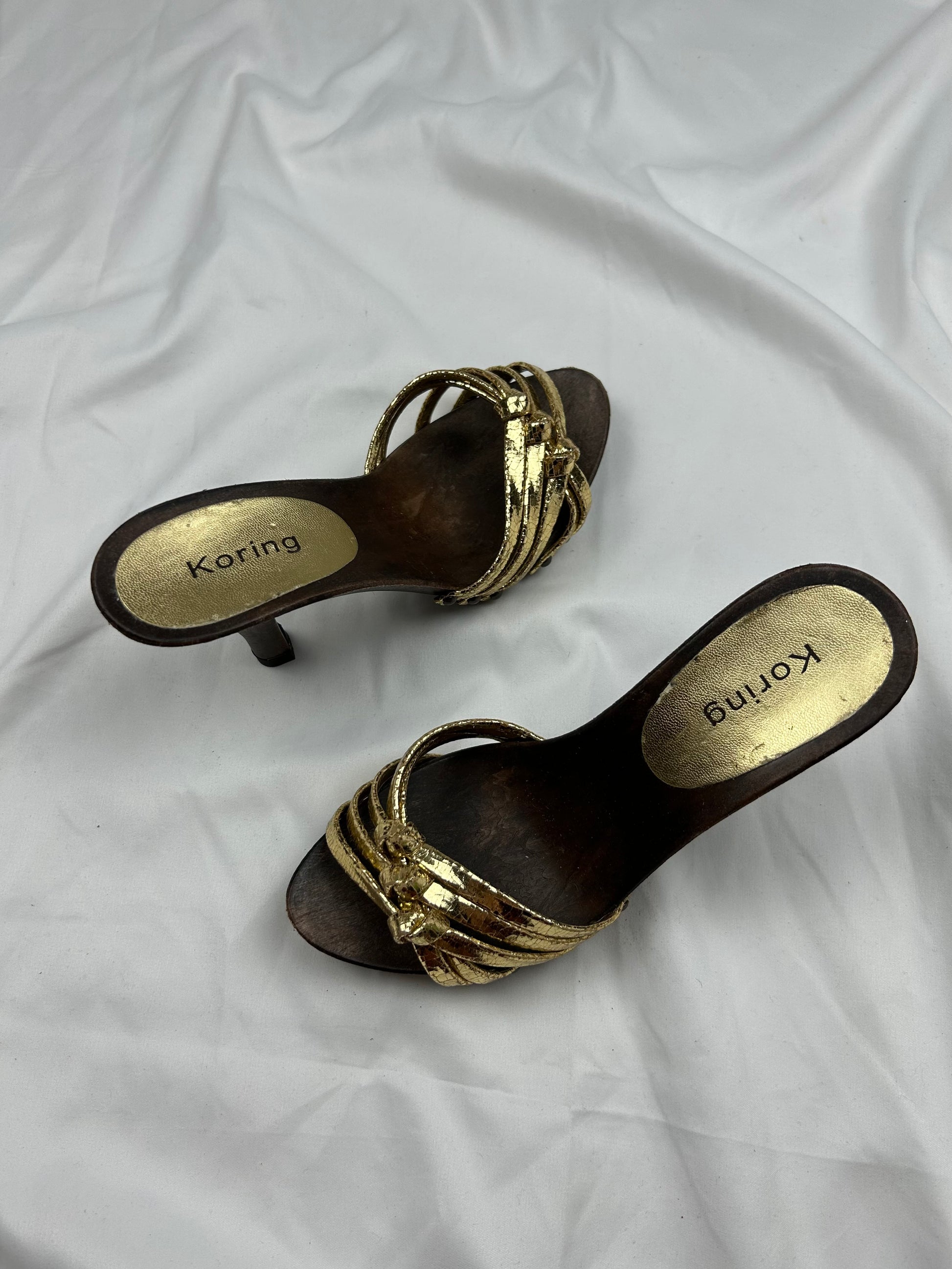 Gold wood heels mules (38)
