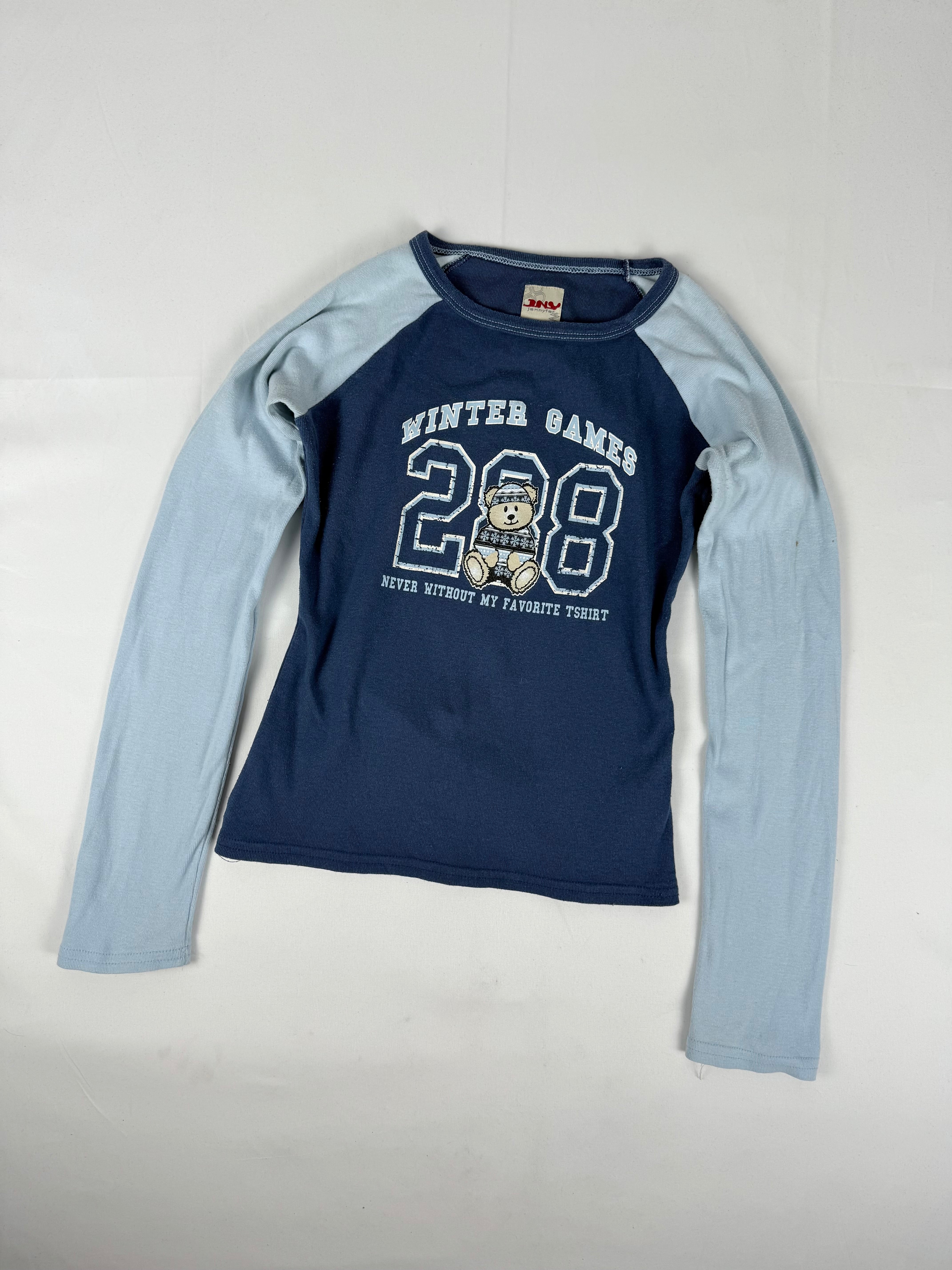 Bicolore blue graphic long sleeves top (M)