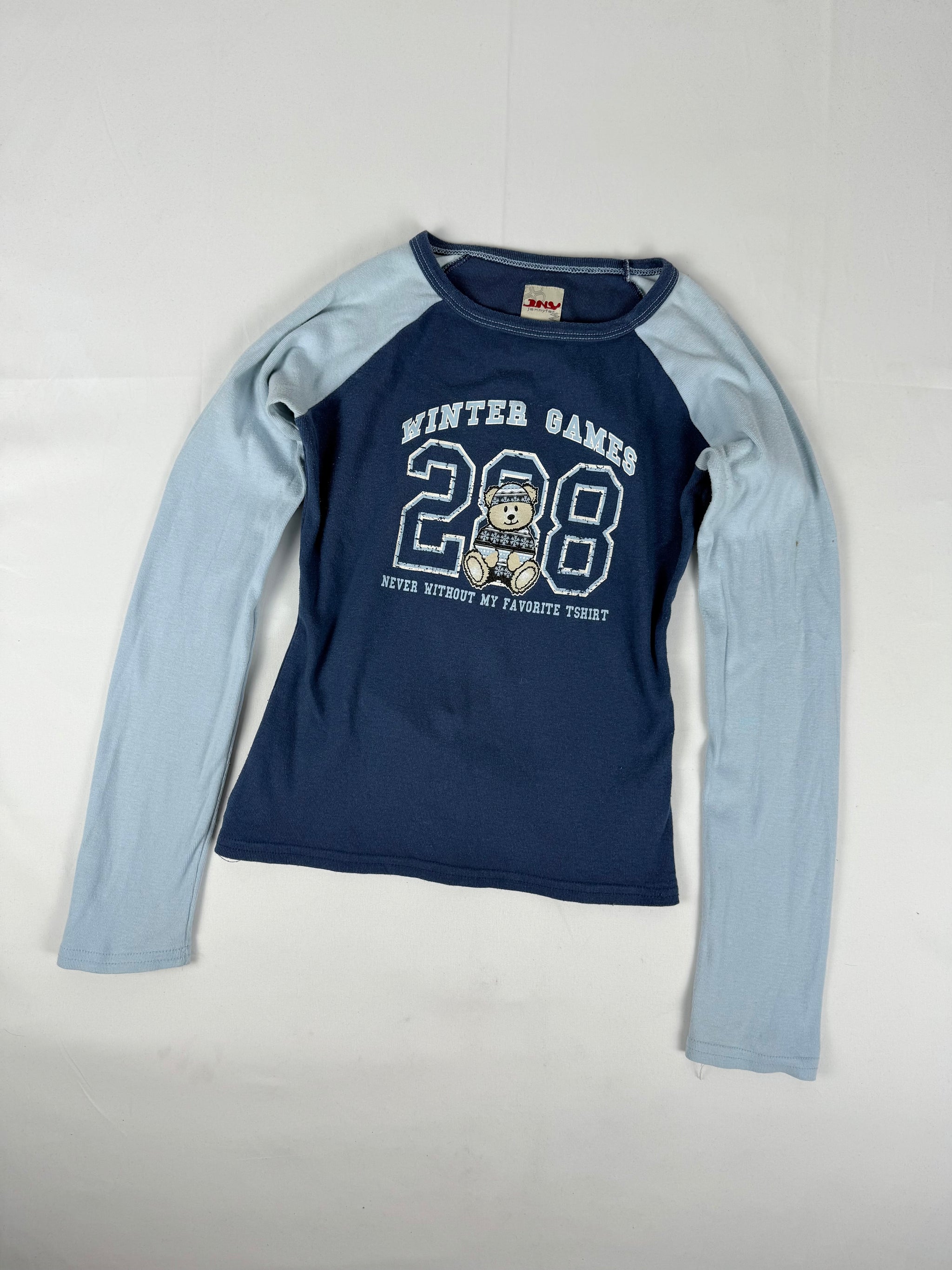 Bicolore blue graphic long sleeves top (M)