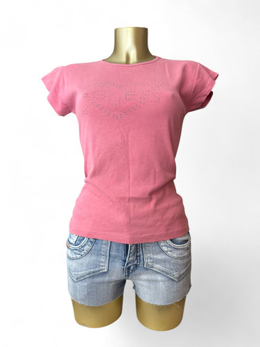 Pink logo cotton tee (L)