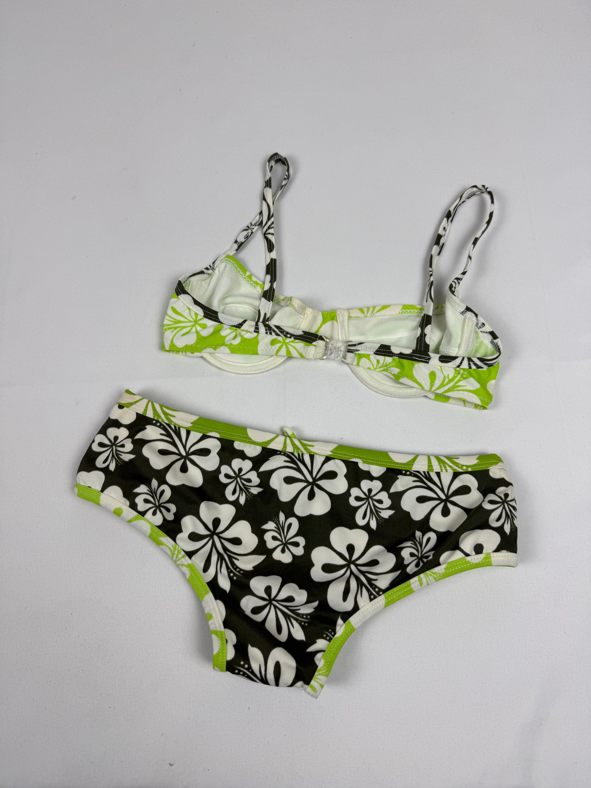 Bicolor floral hibiscus low rise bikini set (XS)