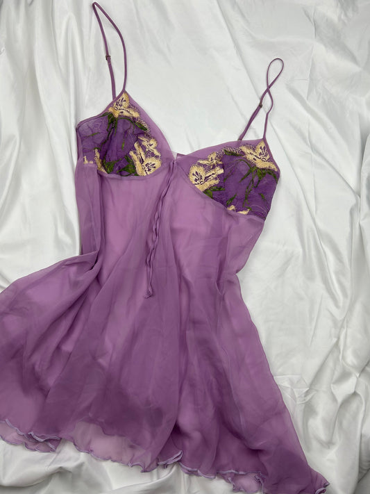 Purple mesh babydoll mini dress (XL)