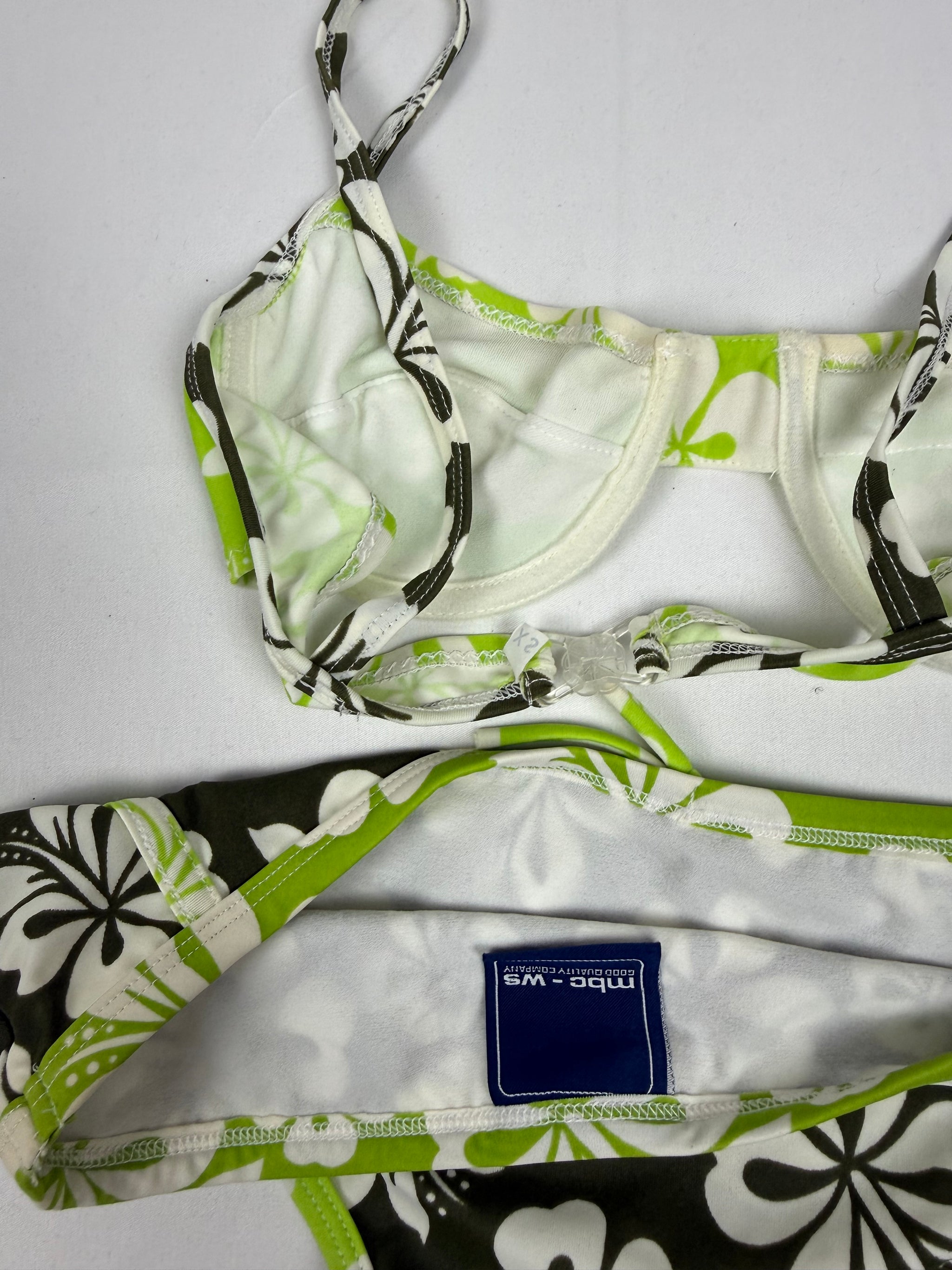 Bicolor floral hibiscus low rise bikini set (XS)