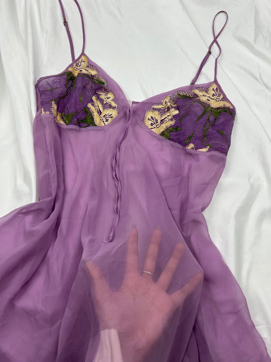 Purple mesh babydoll mini dress (XL)