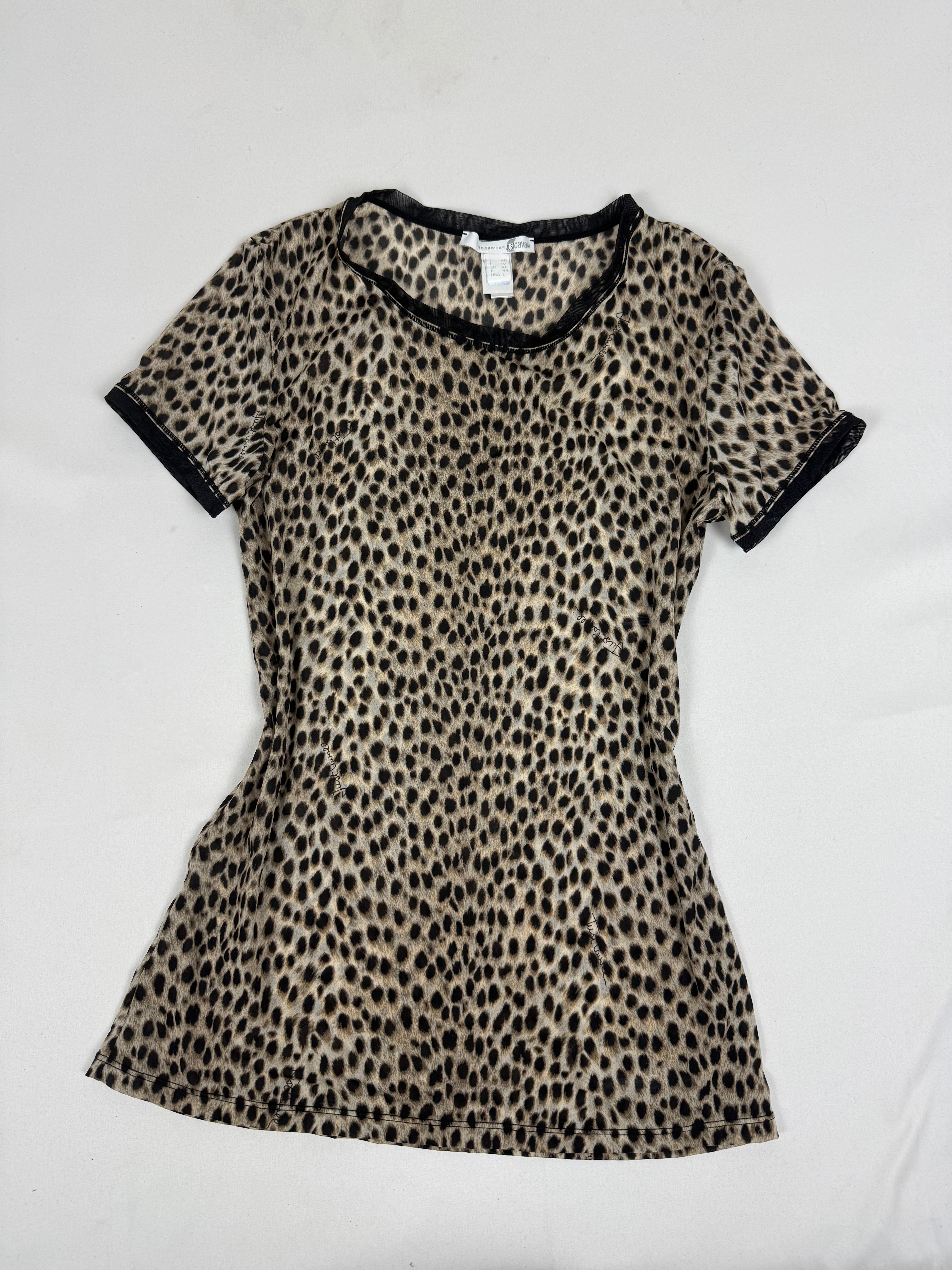 Beige animal print lycra tight fit tee (L)