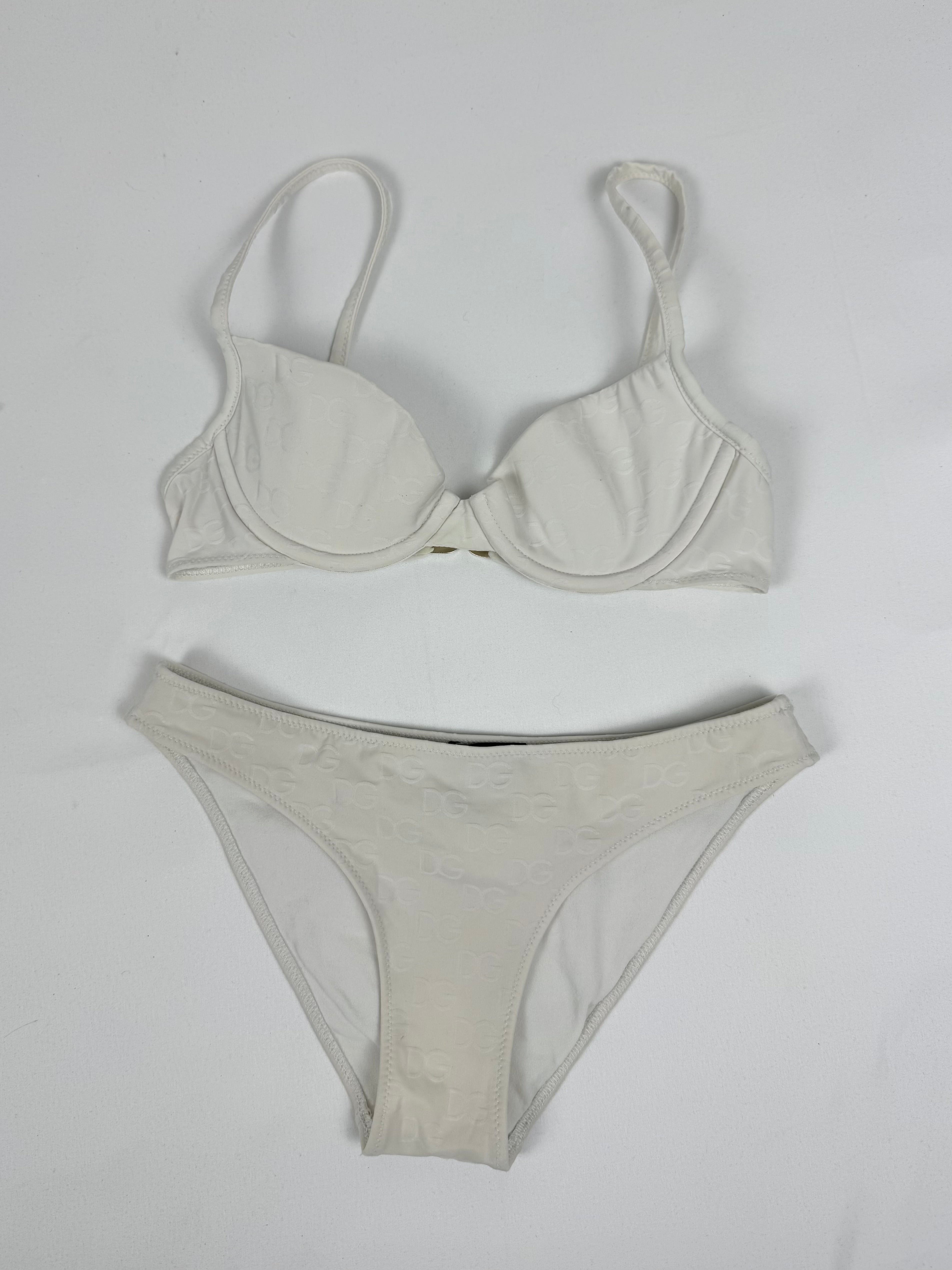White low waist 3D logo bikini set (S)