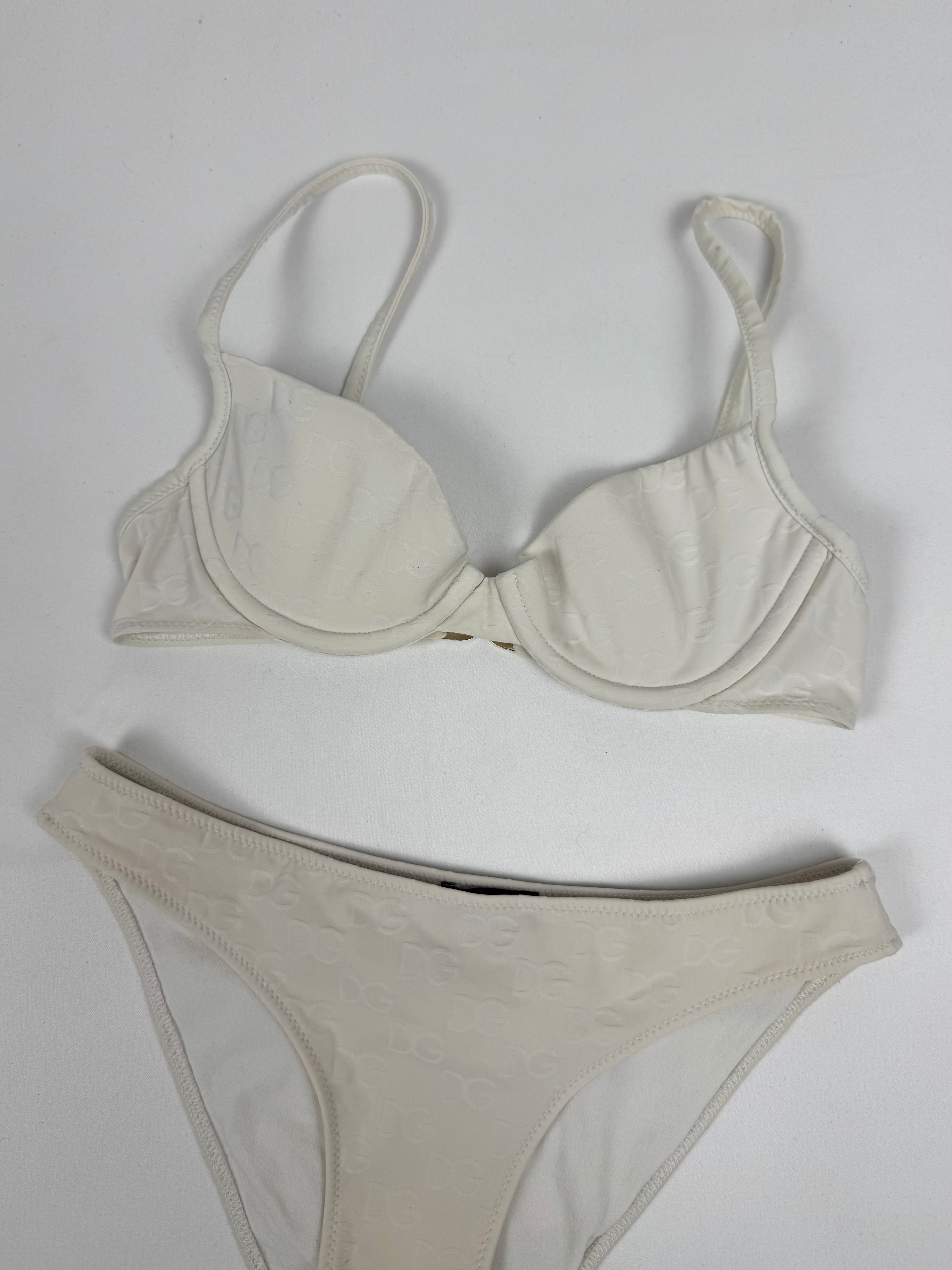 White low waist 3D logo bikini set (S)