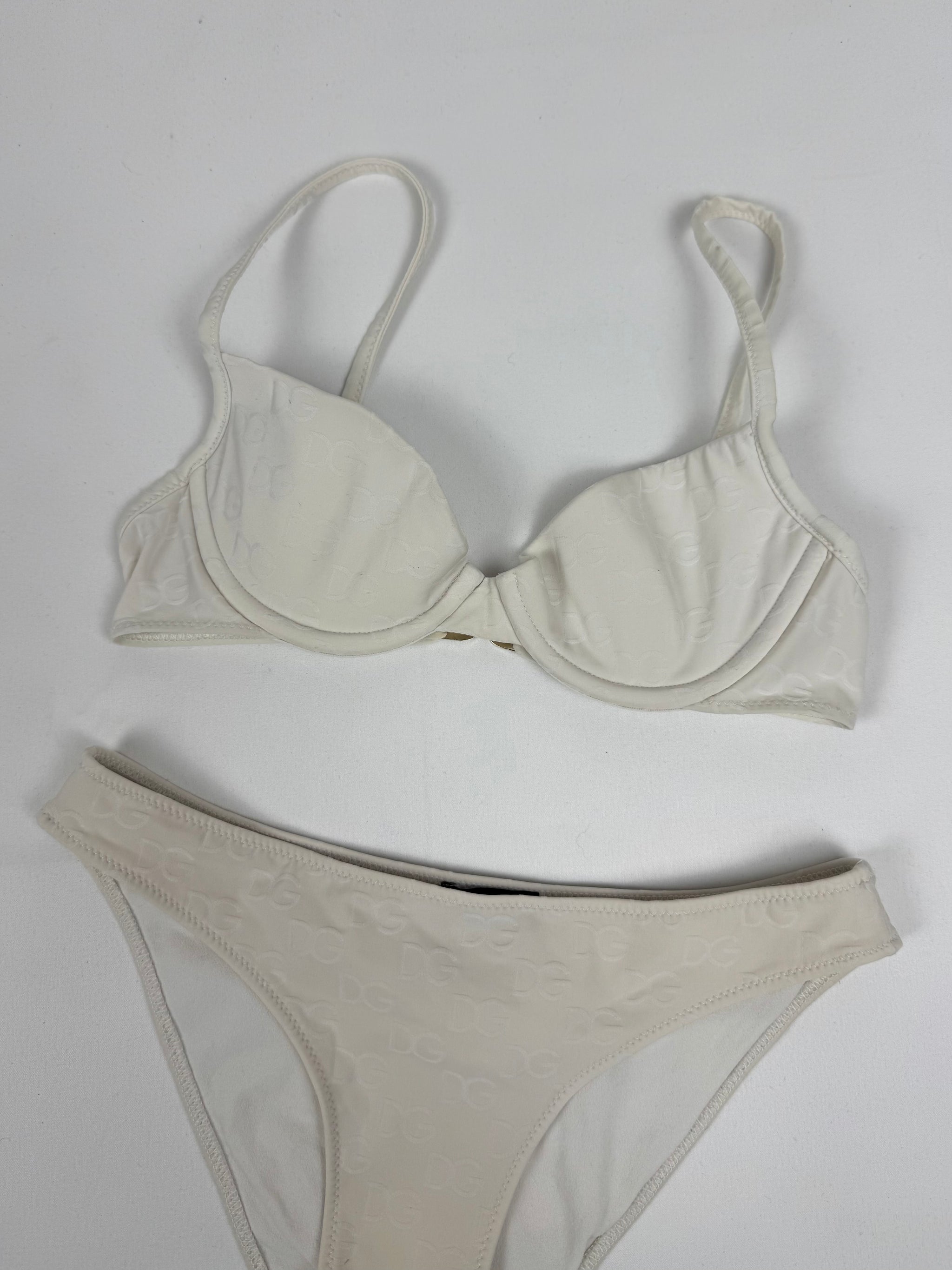 White low waist 3D logo bikini set (S)
