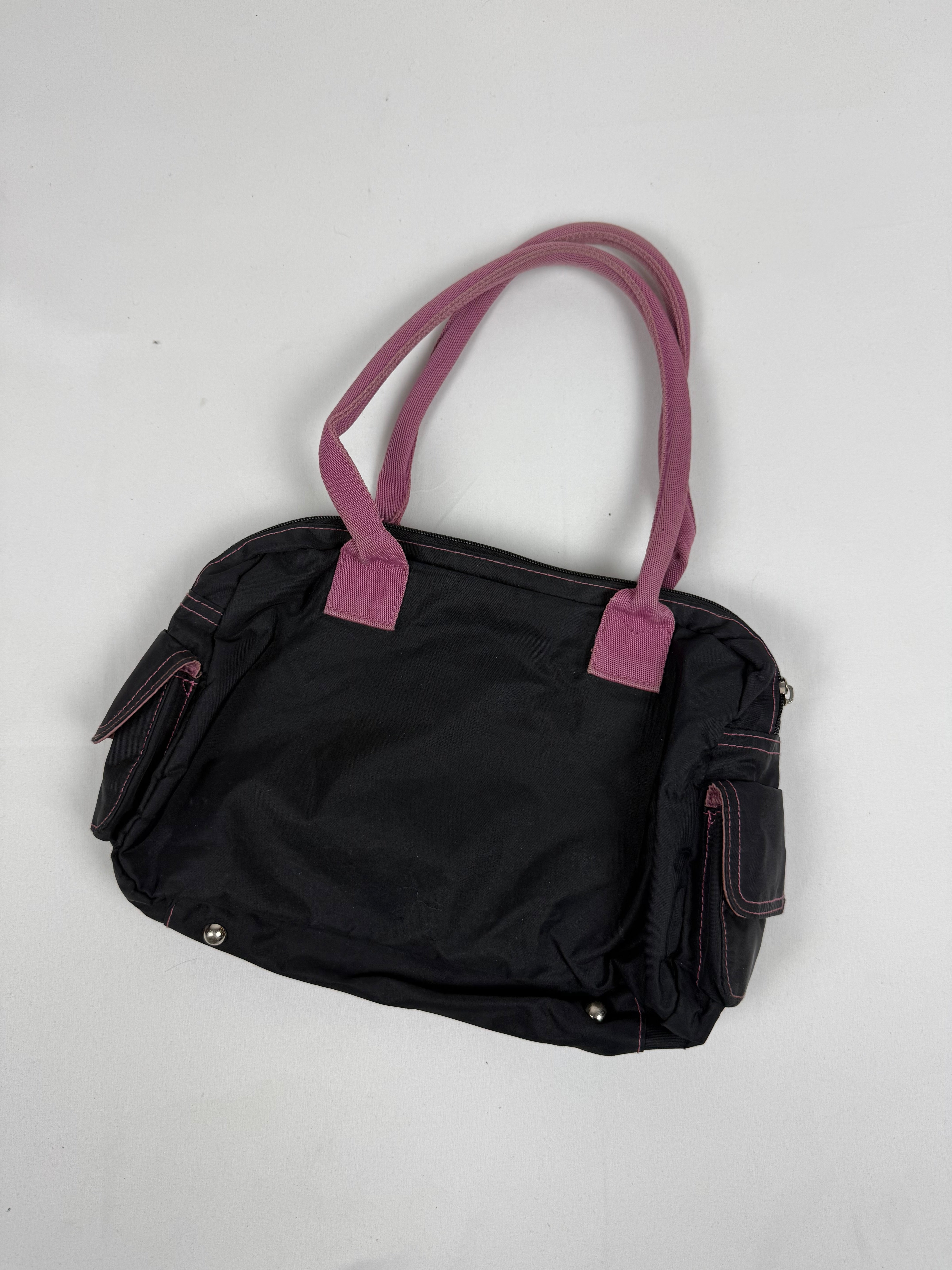 Black & pink besace shoulder bag (23x34cm)