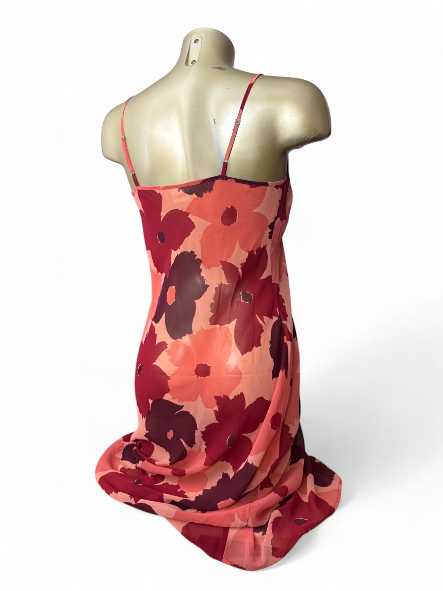 Tan floral mesh maxi dress (S/M)