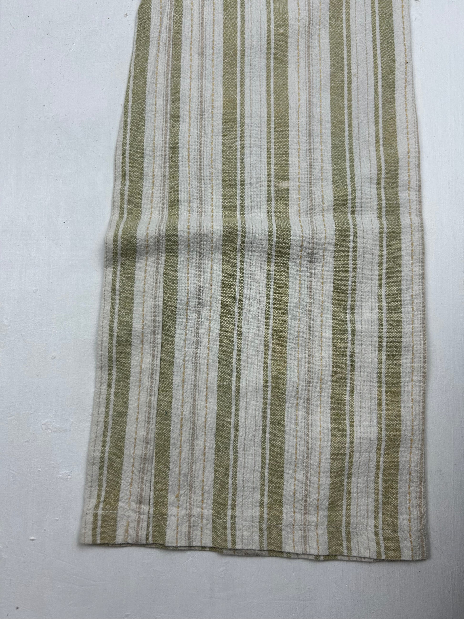 Beige linen striped low rise bootcut pants (XS/S)