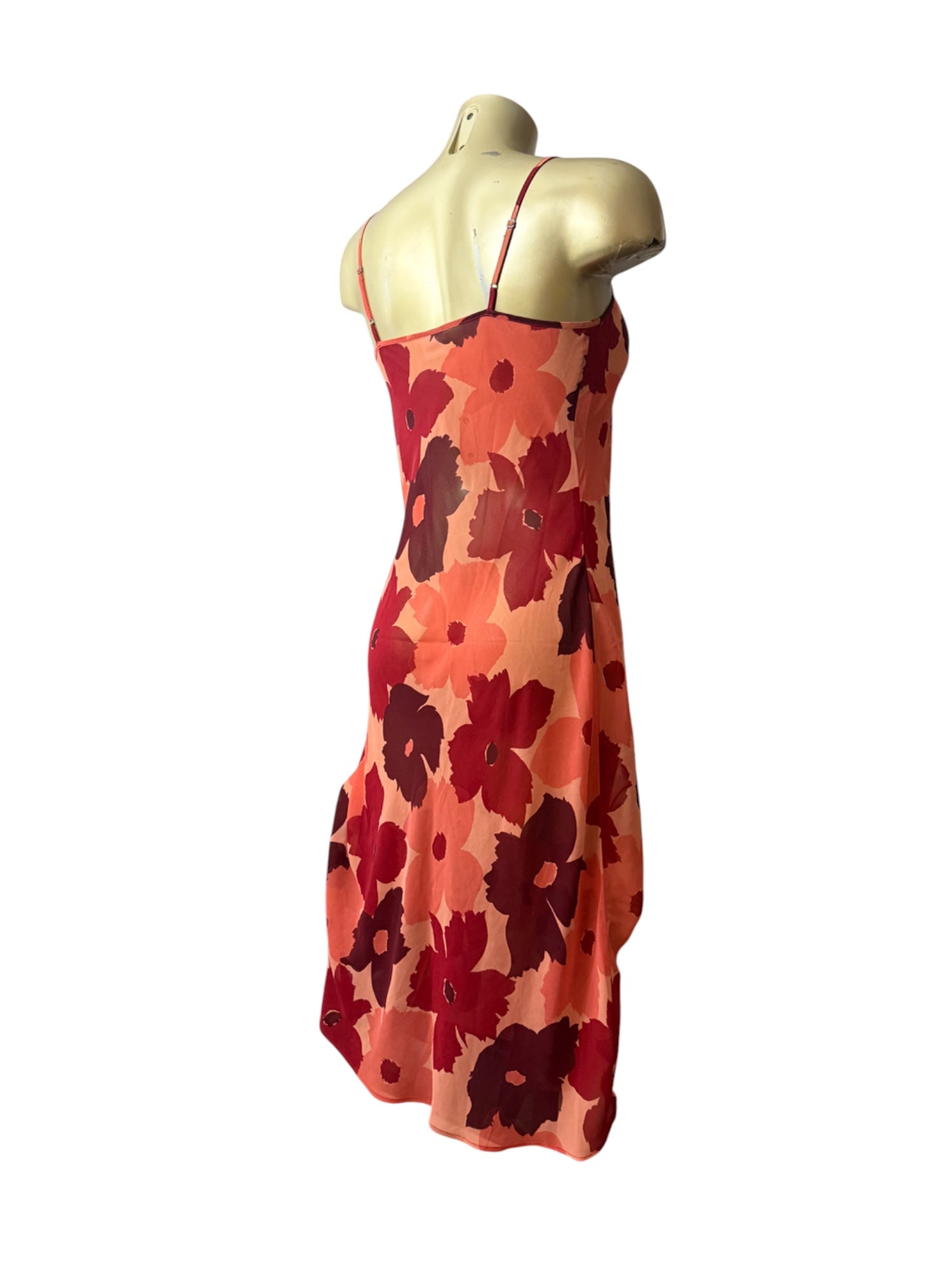 Tan floral mesh maxi dress (S/M)
