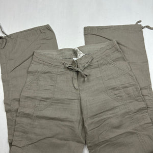 Beige linen low rise baggy pants (XS)